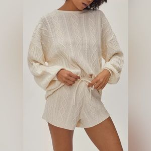 NWT Cable Knit Sweater and Shorts Loungewear Set